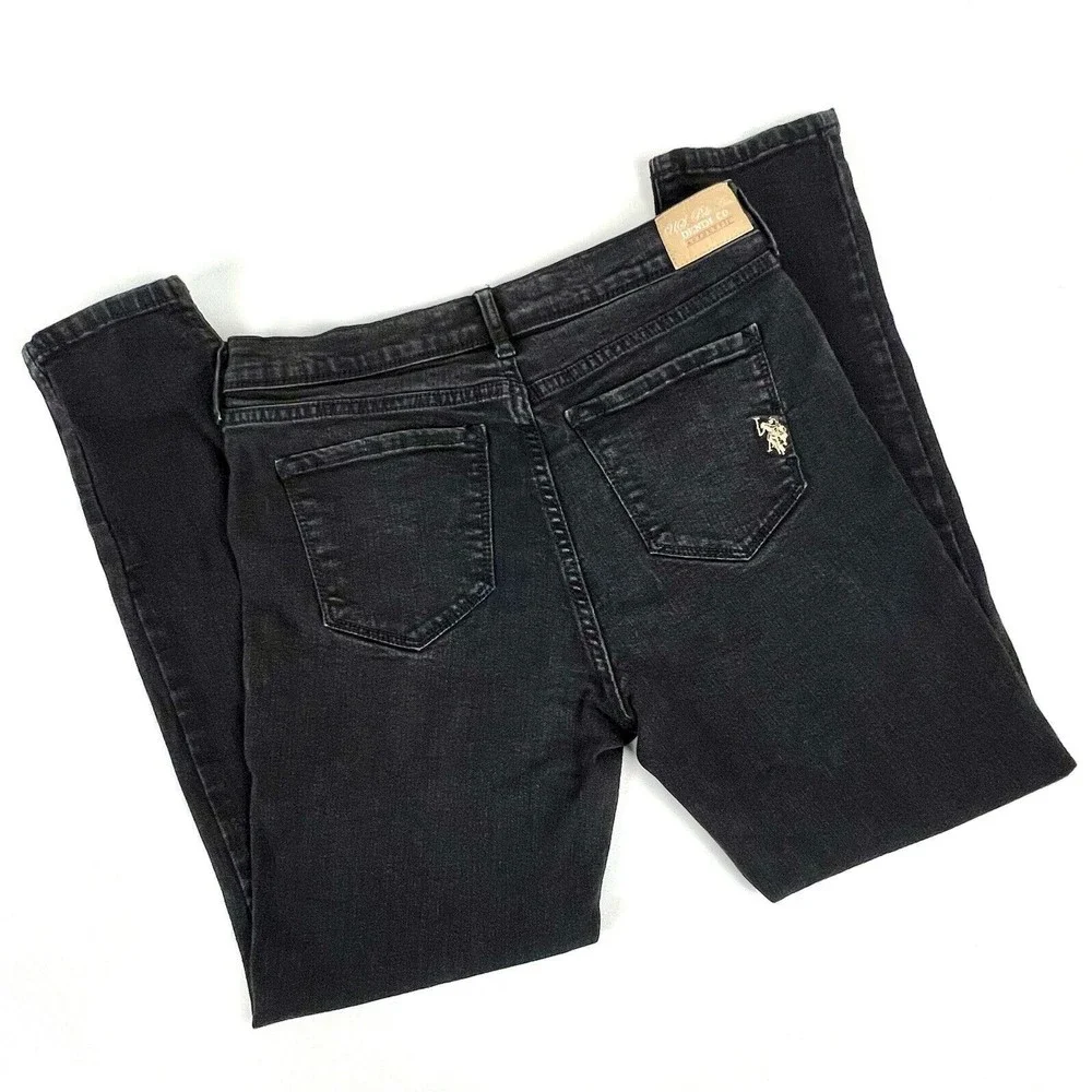 U.S. Polo Assn. Denim Co. Black Denim Skinny Jeans Mid-Rise Stretch Size 8 Short - Picture 6 of 12